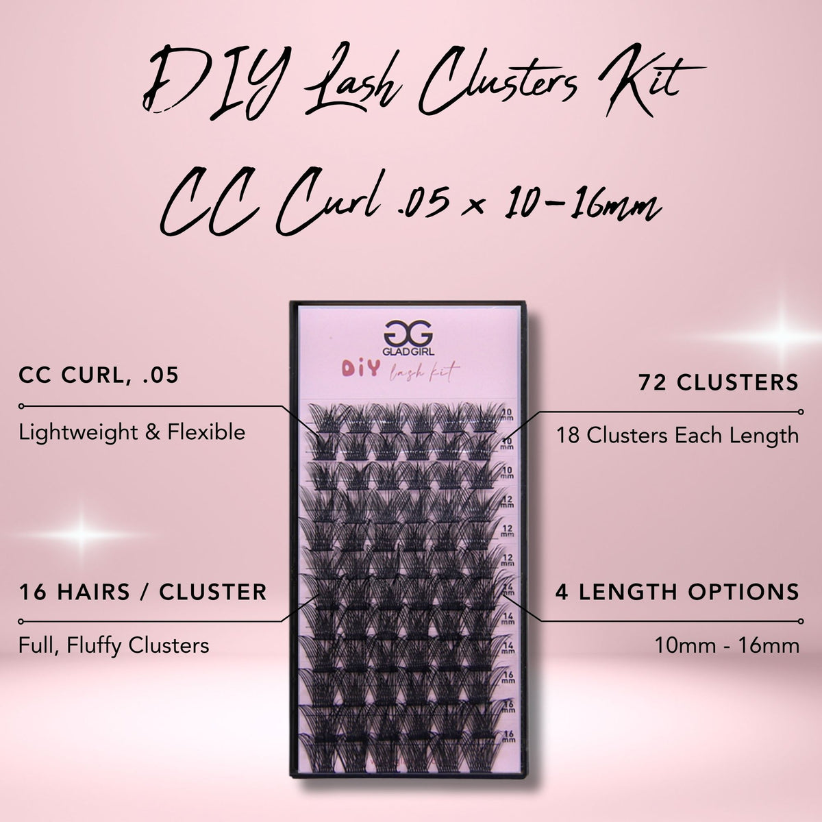 DIY Lash Clusters Kit - CC Curl .05 x 10-16mm