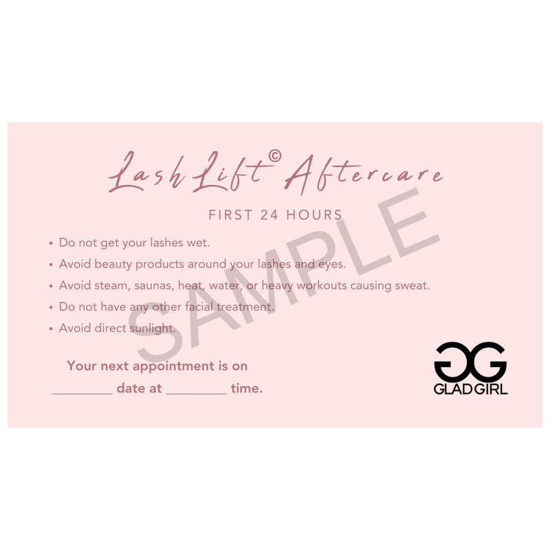 LashLift After Care Instructions &amp; Appointment Card - 25 per Quantity