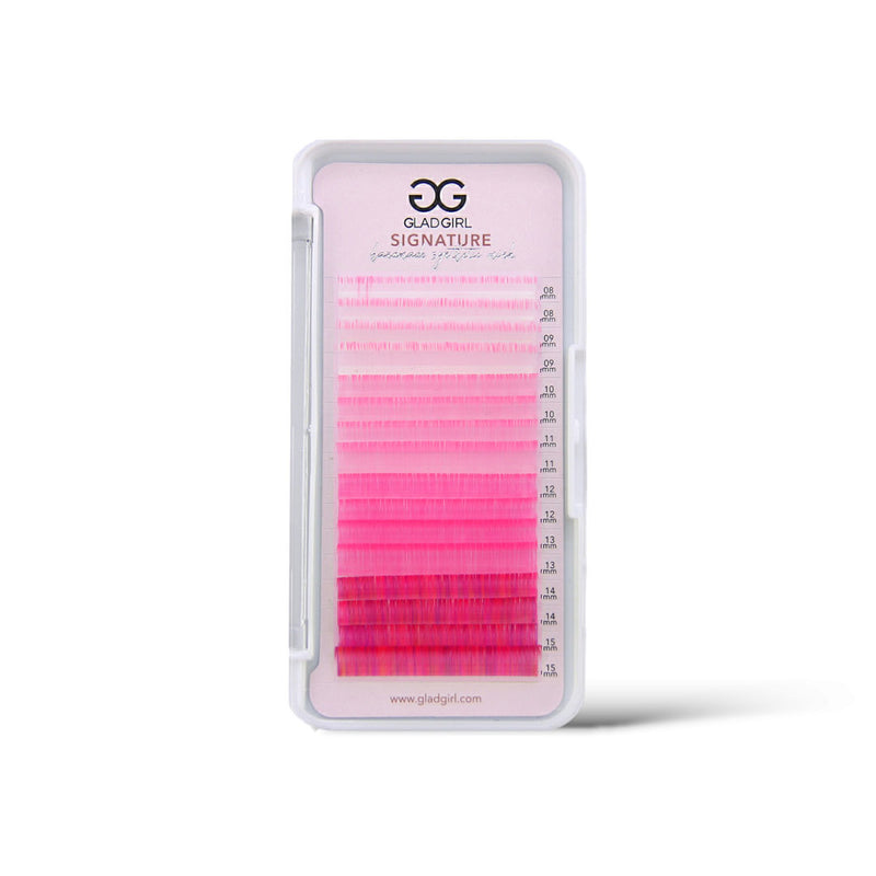 Signature Mink Mixed Length Techno-Color Lashes - CC Curl pink
