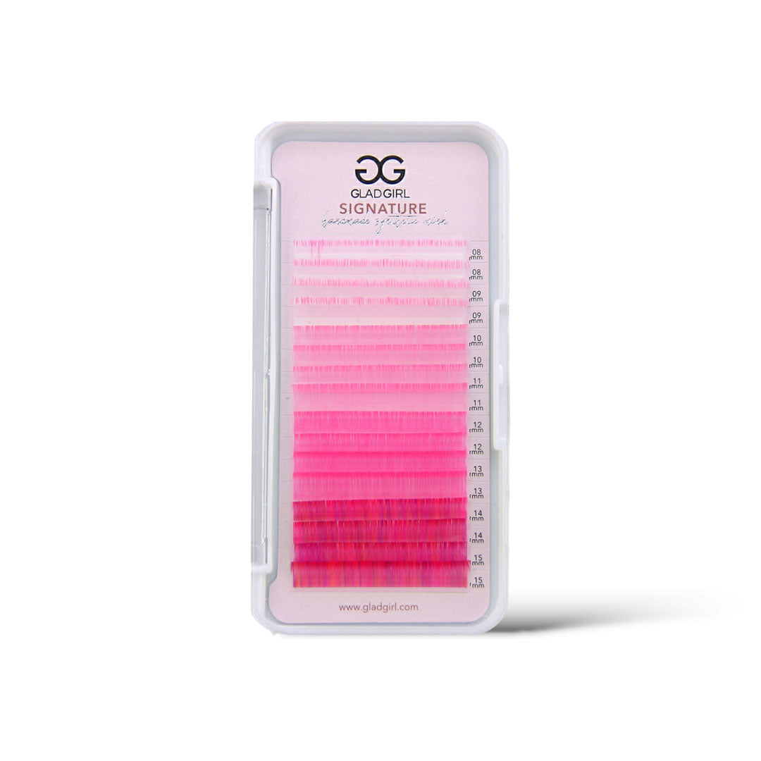 Signature Mink Mixed Length Techno-Color Lashes - CC Curl pink