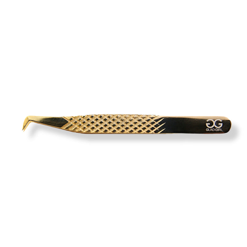 Titanium Gold Diamond Grip Tweezers for Volume Lashes