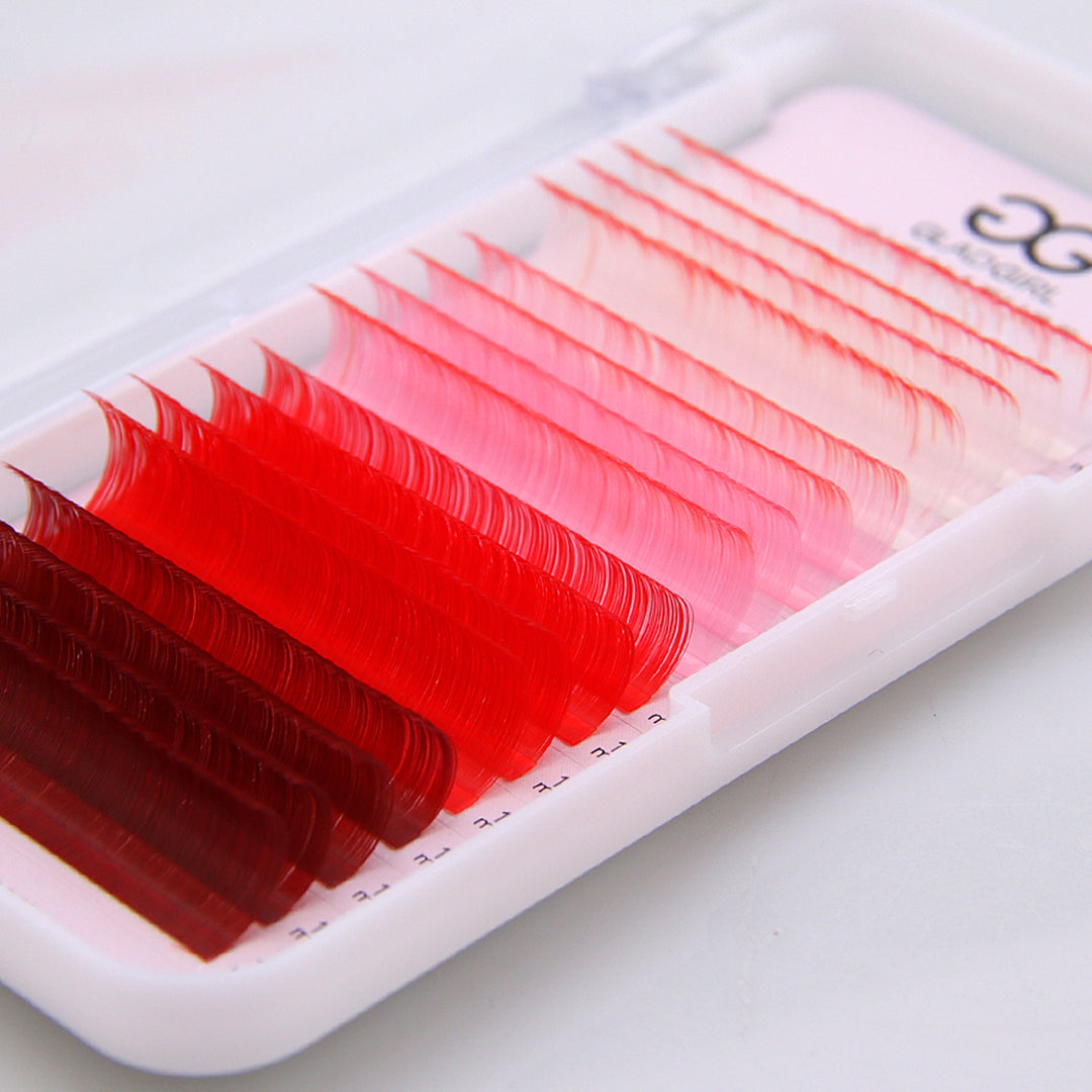 Signature Mink Mixed Length Techno-Color Lashes - CC Curl red