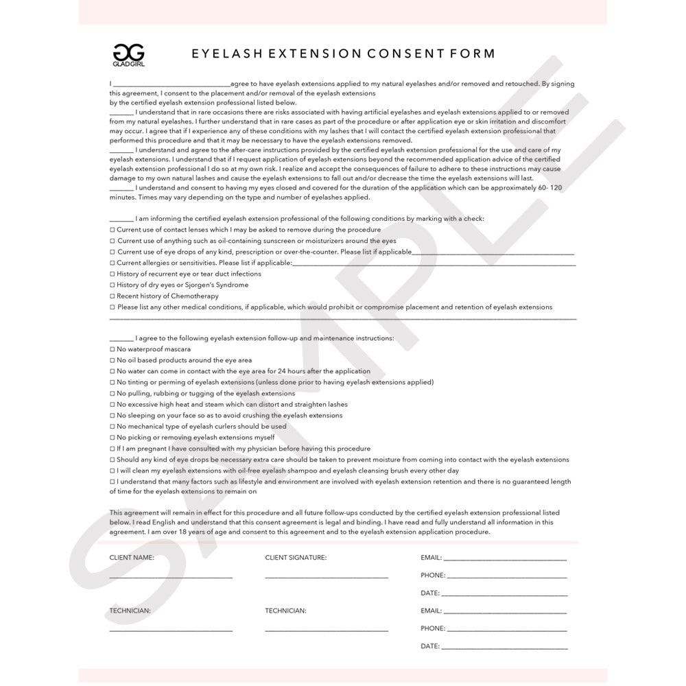 Downloadable Eyelash Extensions Consent Form - by GladGirl