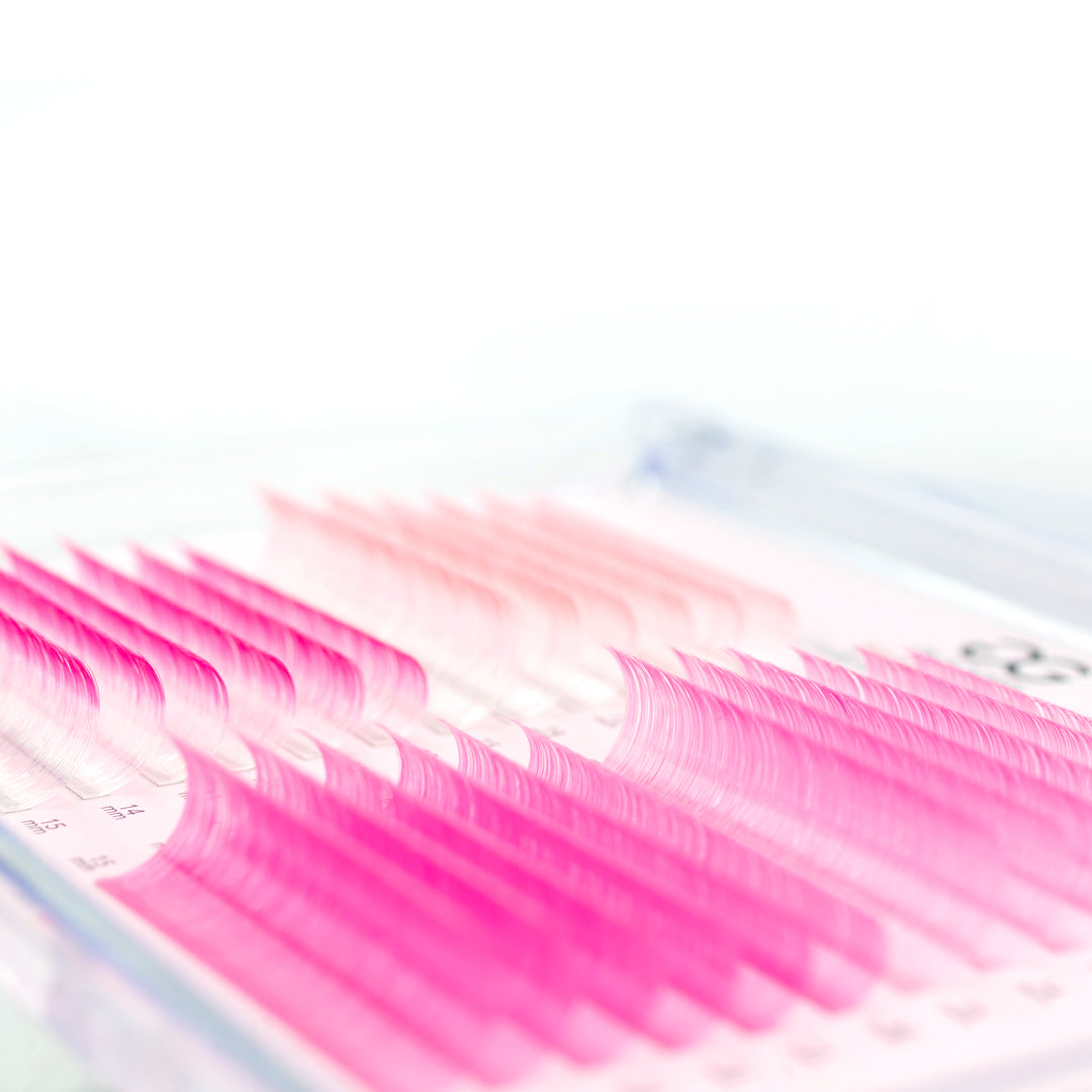 Signature Mink Mixed Length Techno-Color Lashes - D Curl pink