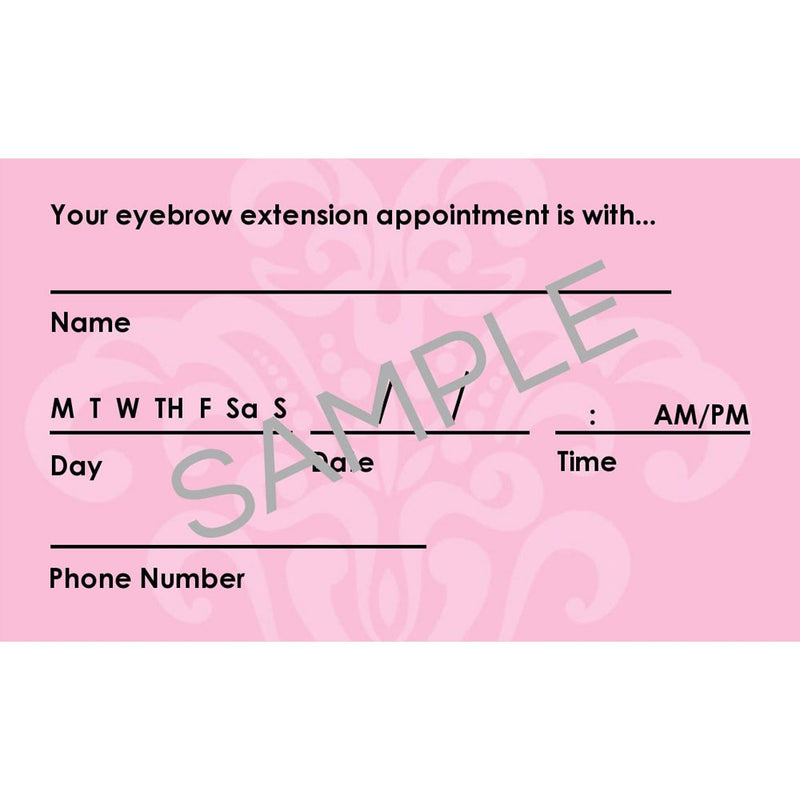 Brow Care Instructions &amp; Appointment Card - 25 per Quantity