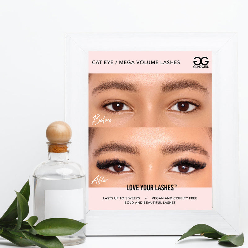 Downloadable Cat Eye Mega Volume Eyelash Extension Before & After Poster