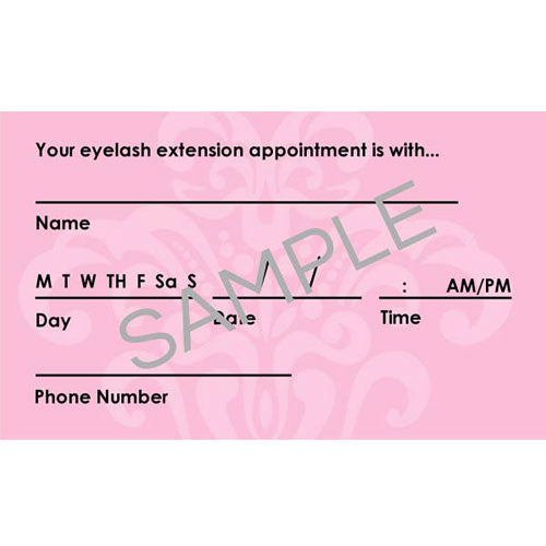 Lash Care Instructions &amp; Appointment Card - 25 per Quantity
