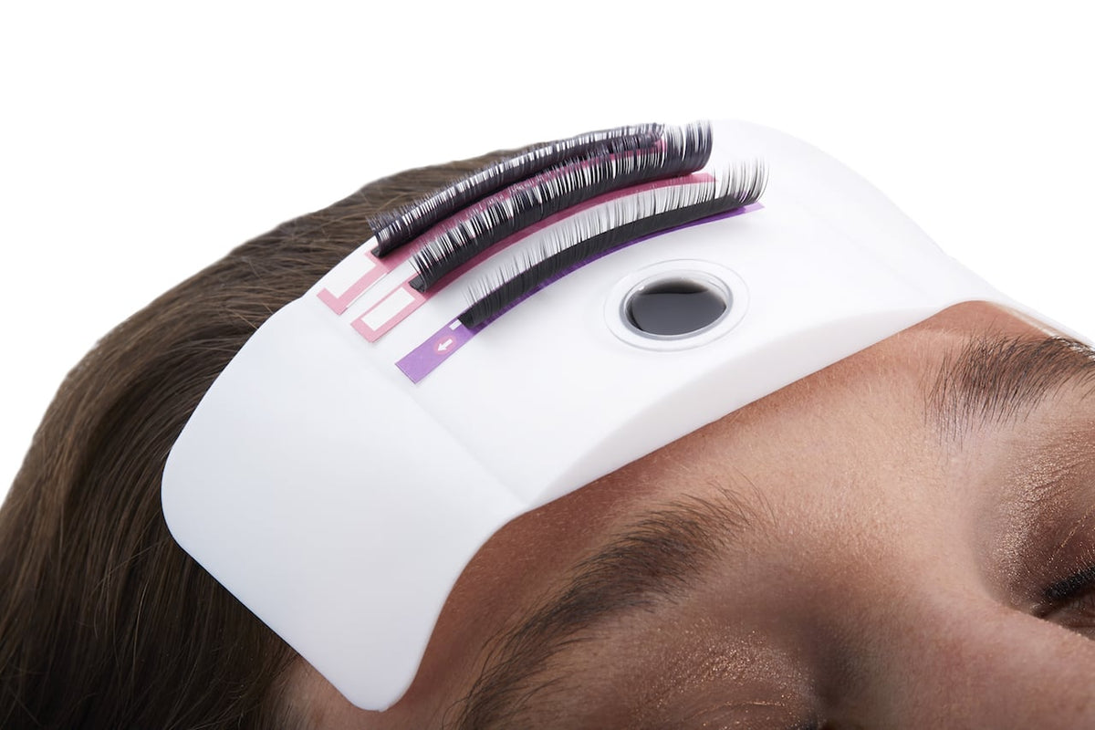 LashStation in place on client's forehead