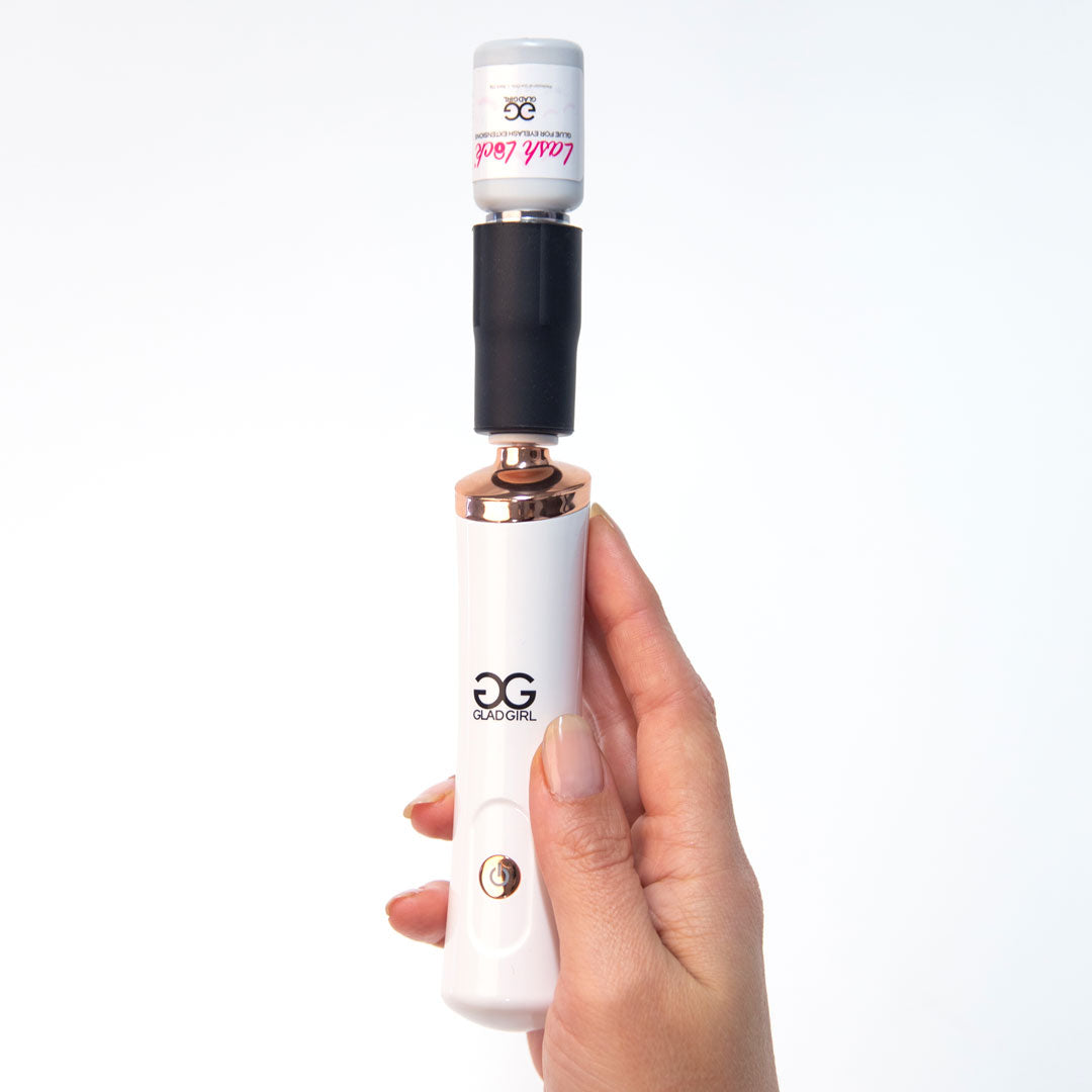 Lash glue mixer in use