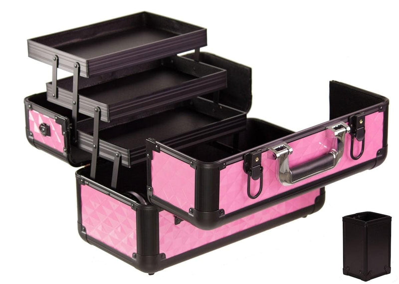 Aluminum Lash and Brow Case with Holder and Shoulder Strap