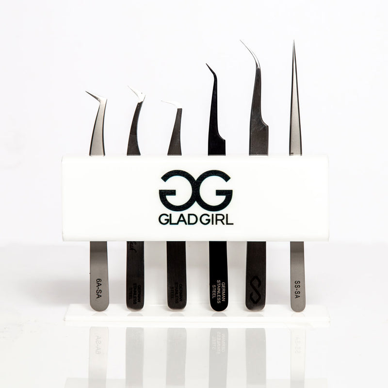 GladGirl Tweezer Stand - with tweezers on display